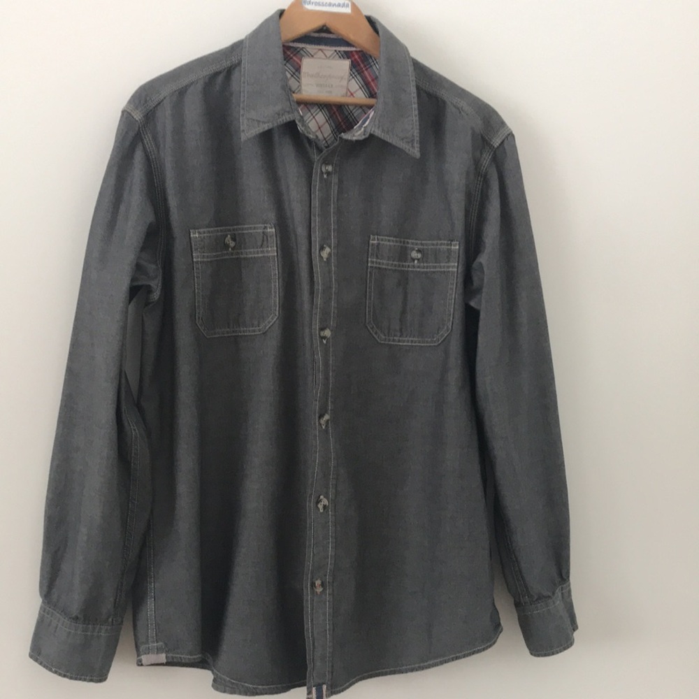 Weatherproof Grey cotton button down